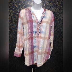 Anthropologie Isabella Sinclair Plaid Ruffle Top